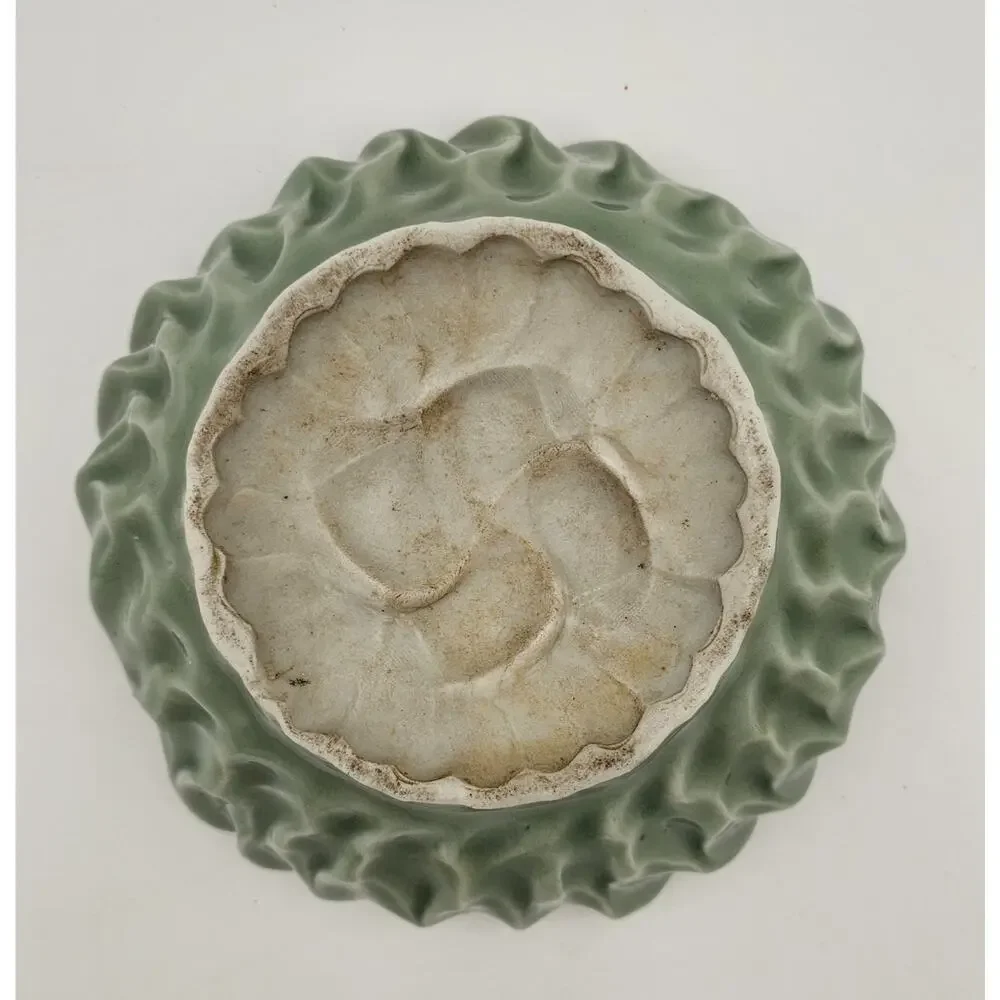 Antique Japanese Meiji Celadon Porcelain Brush Washer Cherry Blossoms
